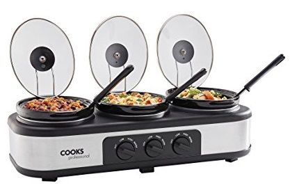 Three Pot Slow Cooker Keep Warm Crockpots with Removable Pots Amazon UK