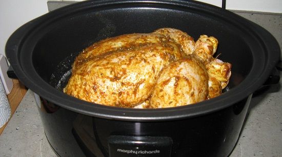 Rub the Moroccan Spice Paste over the Whole Chicken and Place in the Slow Cooker