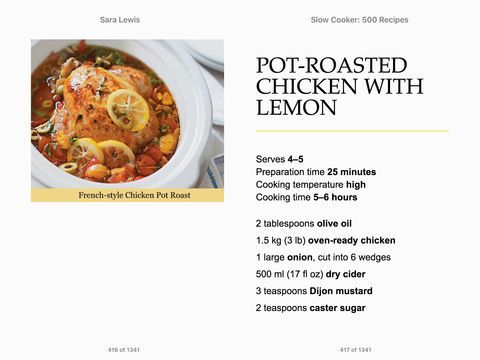 Top UK Slow Cooker Books - 500 Slow Cooker Recipes - Pot Roasted Chicken with Lemon